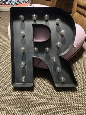 Black Letter R Marquee Light with Bulbs -